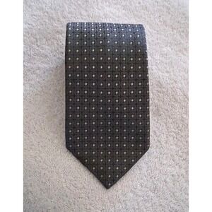 Ermenegildo Zegna Tie Geo Box Silk Blend Black Gray Silver Woven Luxury 3.75"
